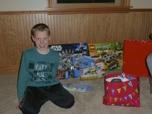 He organized his presents as he opened them.
