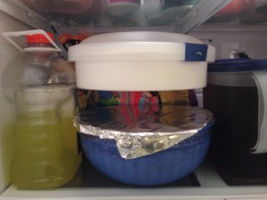 When there's no more room in the fridge, floating containers becomes necessary.