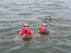 They loved the feeling of floating.  First time in life jackets!